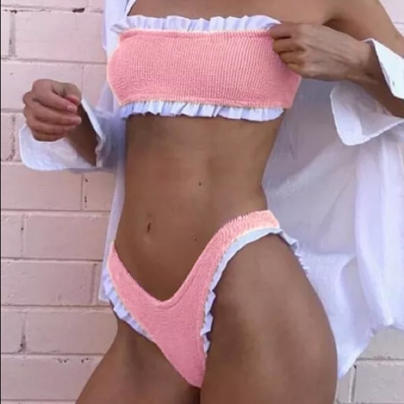 Other - Barbie pink white ruffle bikini beach swimsuit festival pool hot tub party snow